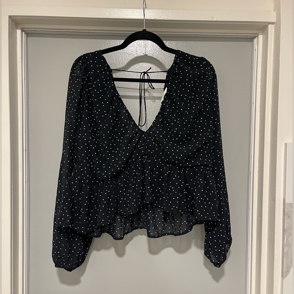 NWT Women Long Sleeve Polka Dot H&M Top